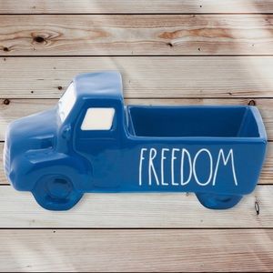 Rae Dunn Blue Ceramic Freedom Truck Décor 4th July Memorial Patriotic